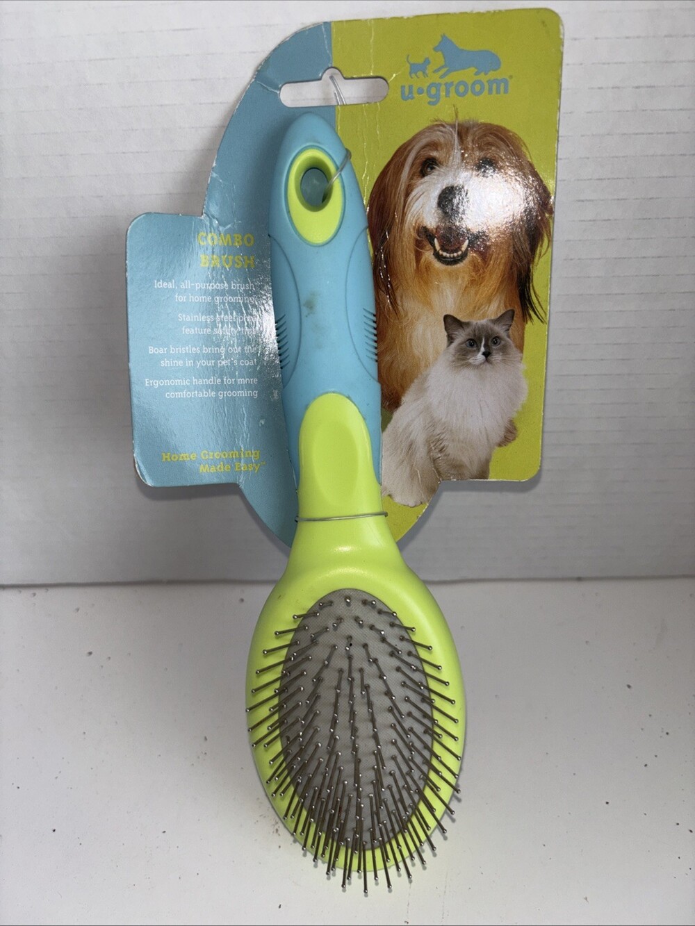U Groom Combo Pet Brush Bristle/Pin Brush NEW